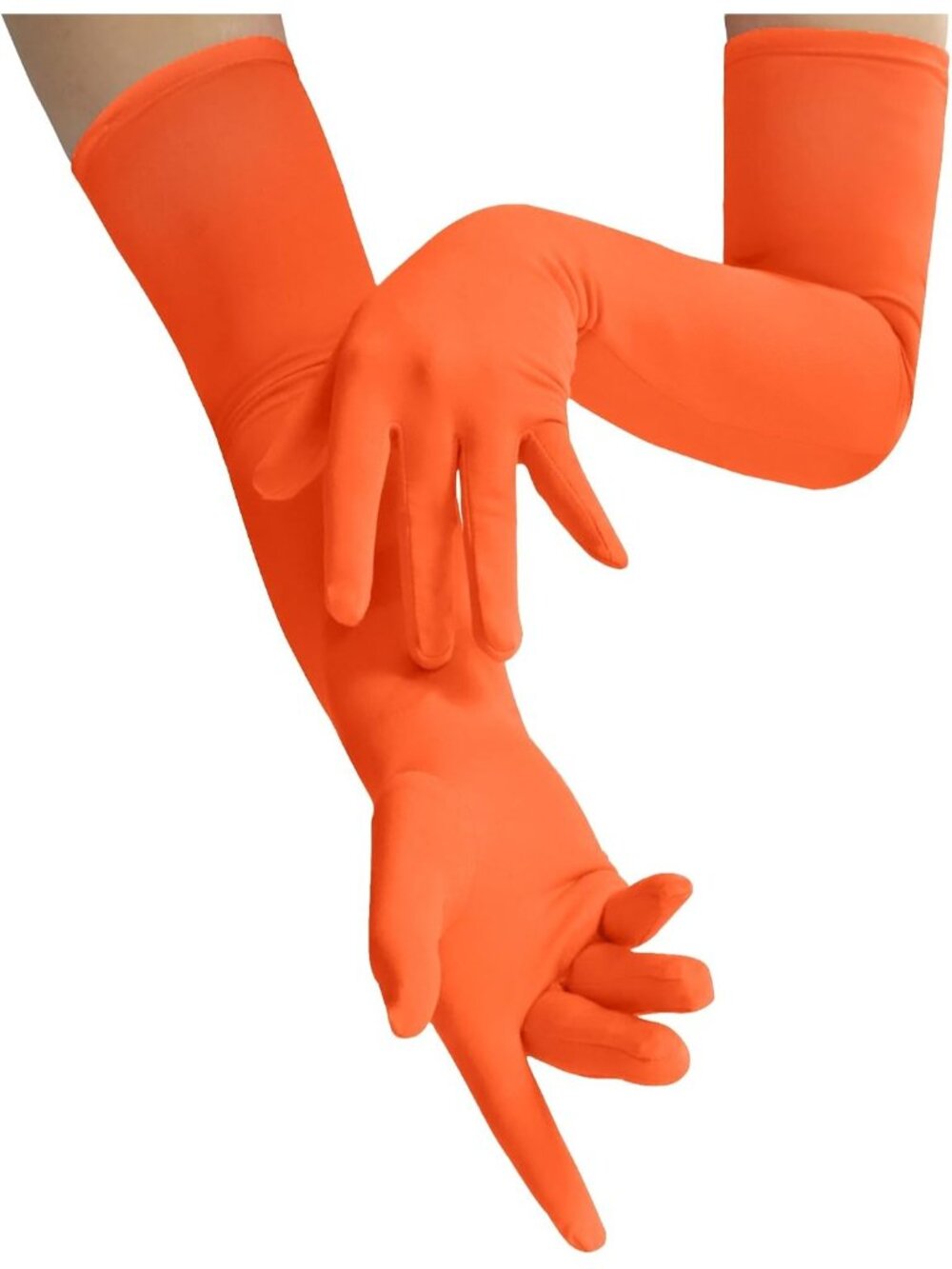 Women's Orange Halloween Costume Accessories Spandex Stretch Opera Gloves